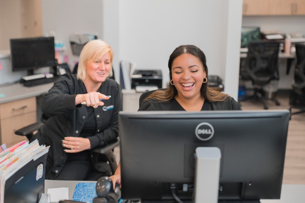 smiling staff working